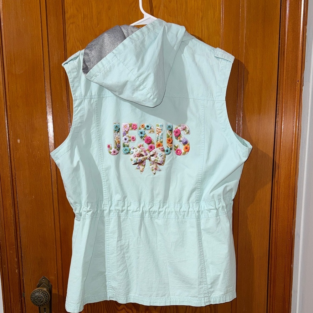 Switch Hood light Blue Sleeveless Hooded Top